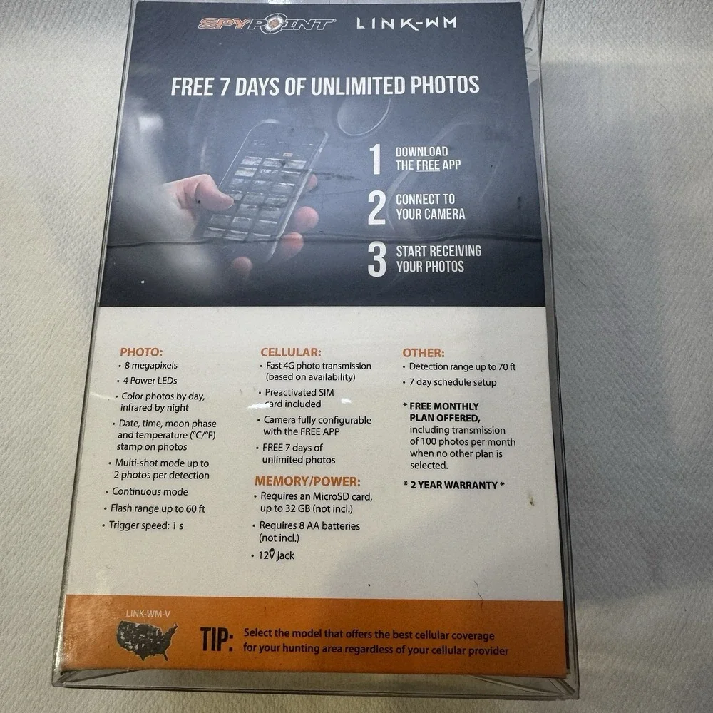 Spypoint LINK-WM-V‎ Cellular Trail Camera 8 MP Full HD App Controlled Hunting